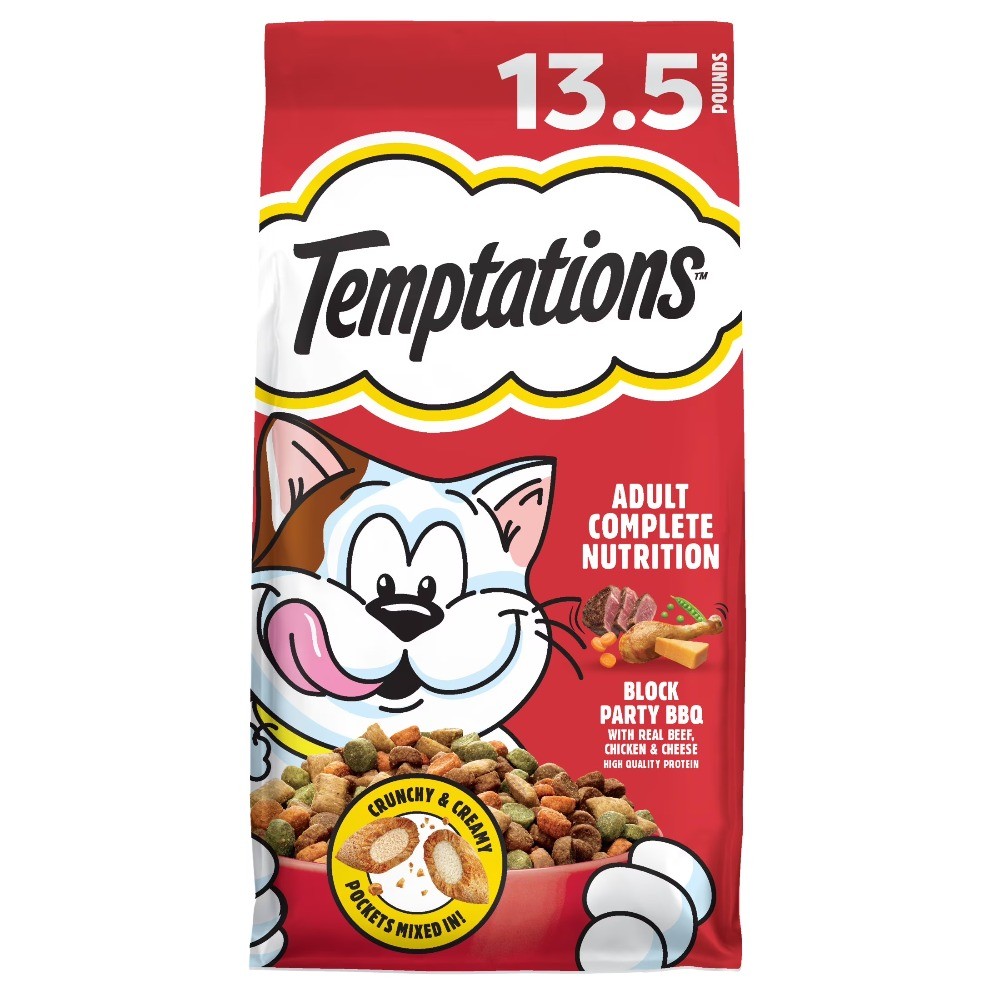 Temptations Adult Dry Cat Food Block Party Bbq Flavor, 13.5 Lb Bag