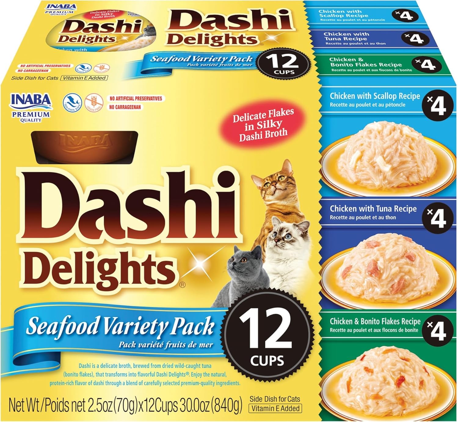 Dashi Delights Cats Shredded Chicken W/ Bonito Flake Broth 2.5 Ounce Cup 12 Cups