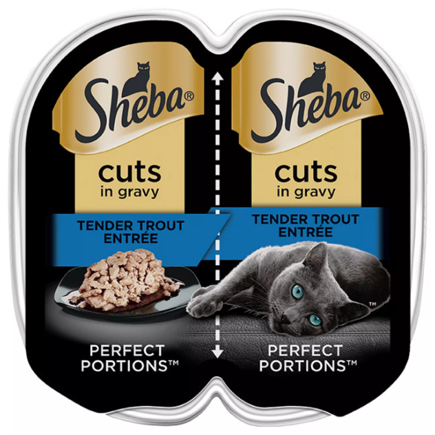 100 Pcs Sheba Perfect Portions Adult Wet Cat Food-Trout-Cuts in Gravy, 2.65 Oz