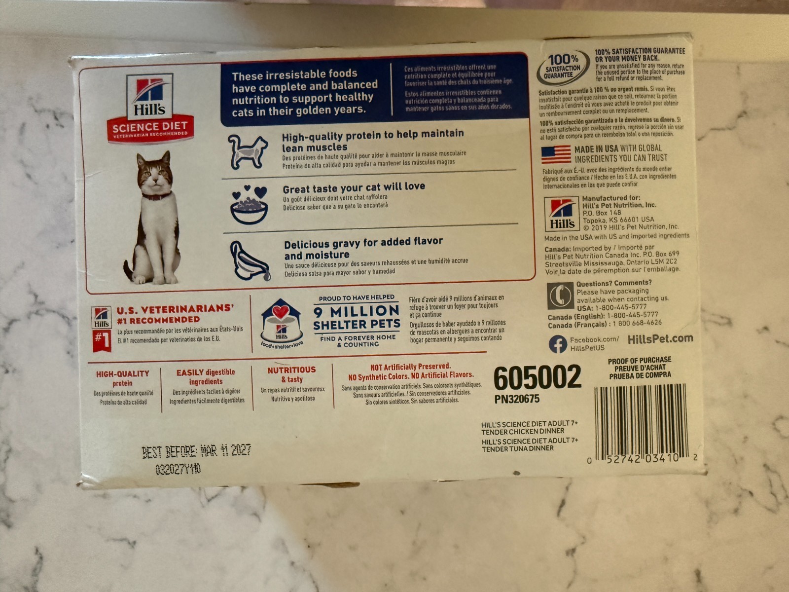 Hill’s Science Diet Adult 7+ Wet Cat Food Variety Pack, Chicken & Tuna, 2.8 oz.