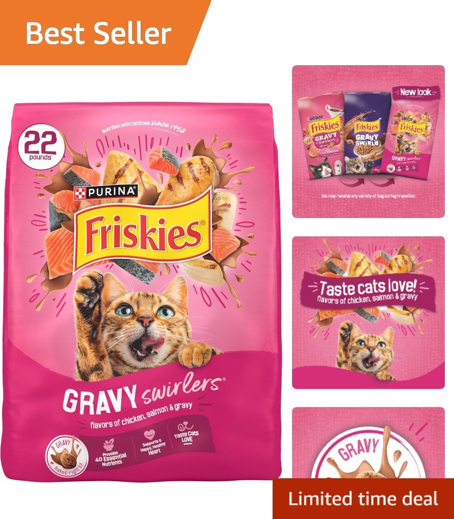 Purina Gravy Swirlers Dry Cat Food – Chicken & Salmon, 22 lb for All Life Stages