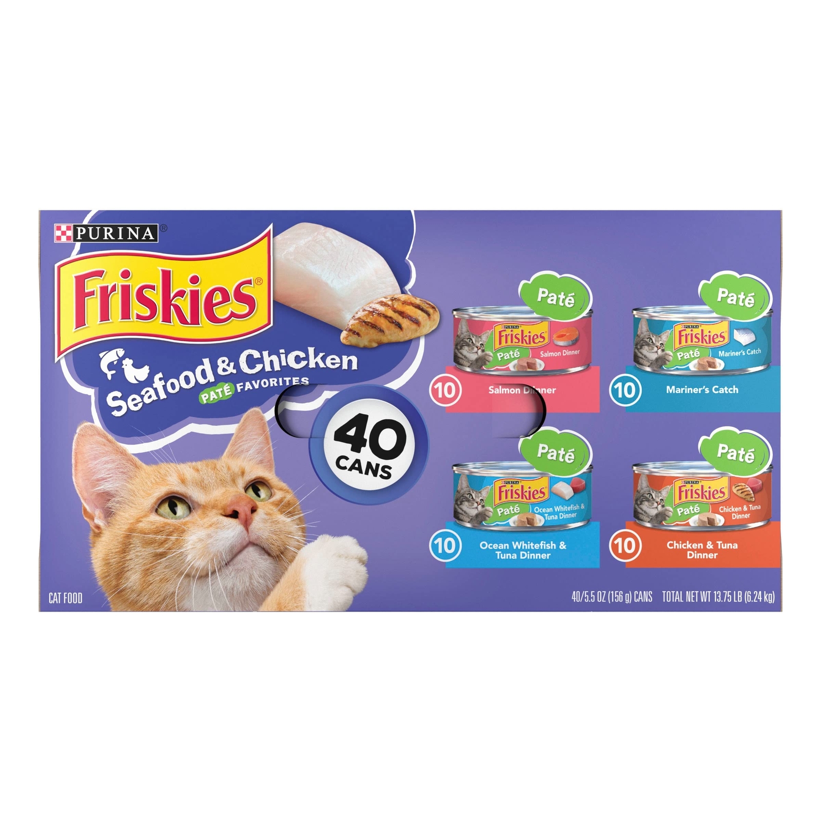 Purina Friskies Wet Cat Food Pate Variety Pack Seafood and Chicken Pate Favor…