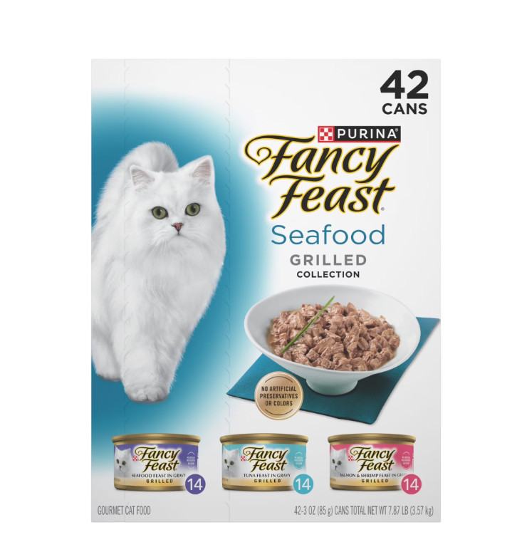 Purina Fancy Feast Grilled Wet Cat Food Variety Pack Seafood 3 oz Cans (42 Pack)