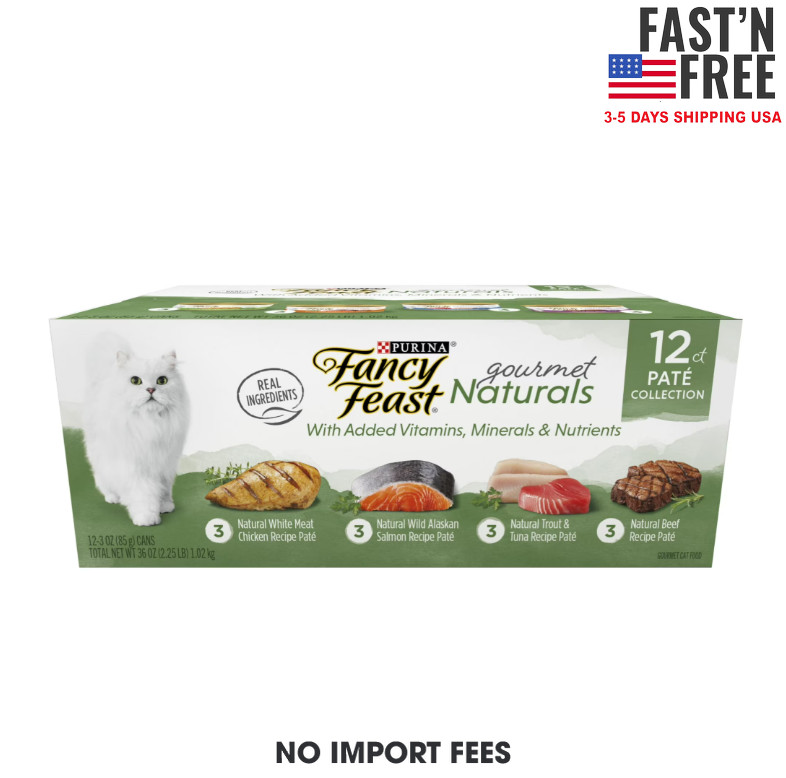 (2 pack) Purina Fancy Feast Gourmet Chicken, Salmon, Trout & Tuna, & Beef, 3 oz