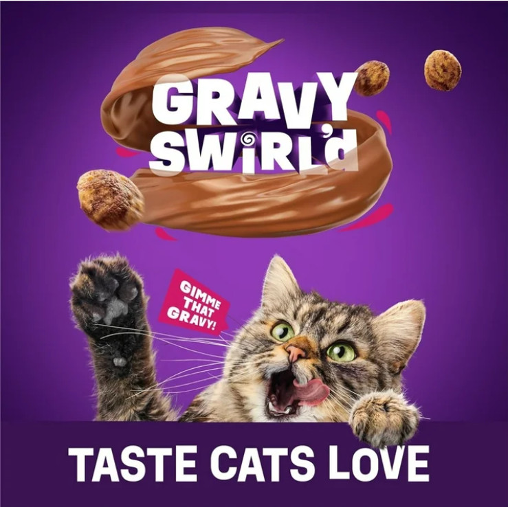3 Bag Purina Friskies Dry Cat Food Gravy Swirl’d, Salmon&Gravy Dry Cat Food,16lb