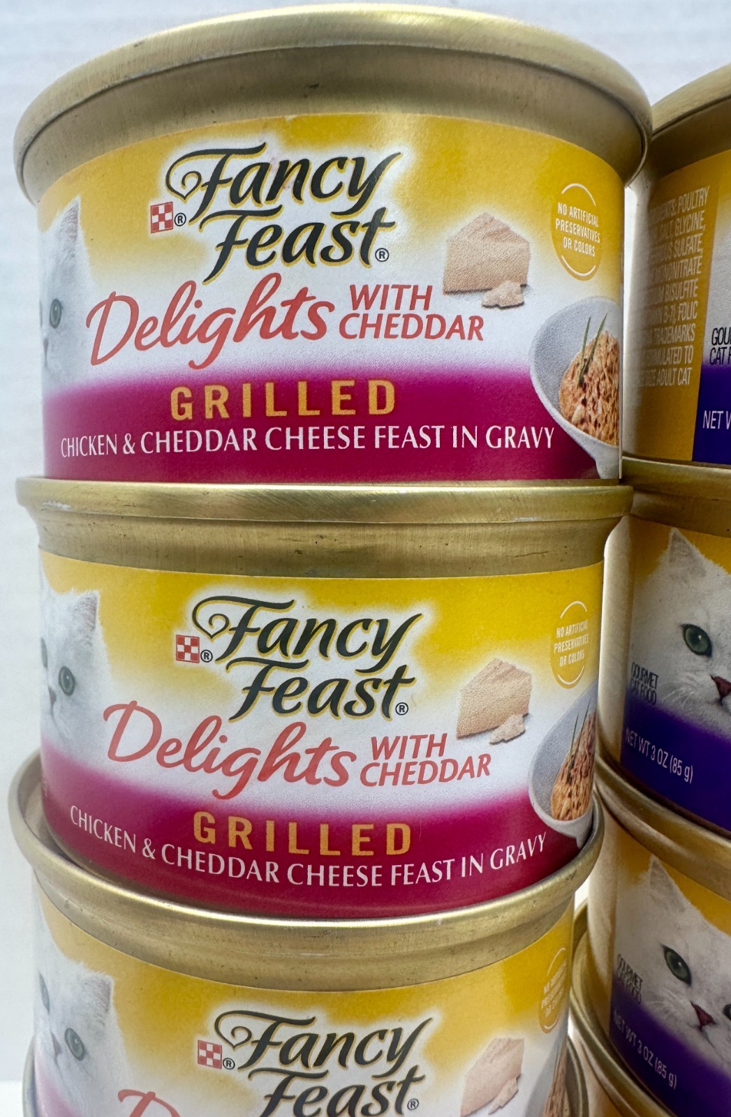 x22 Purina Fancy Feast Grilled Collection w/ Ched Wet Cat Food 3oz Cans BB: 2027