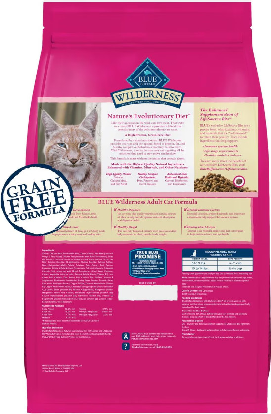 Blue Buffalo Wilderness Salmon Recipe Grain-Free Dry Cat Food, 11-lb bag
