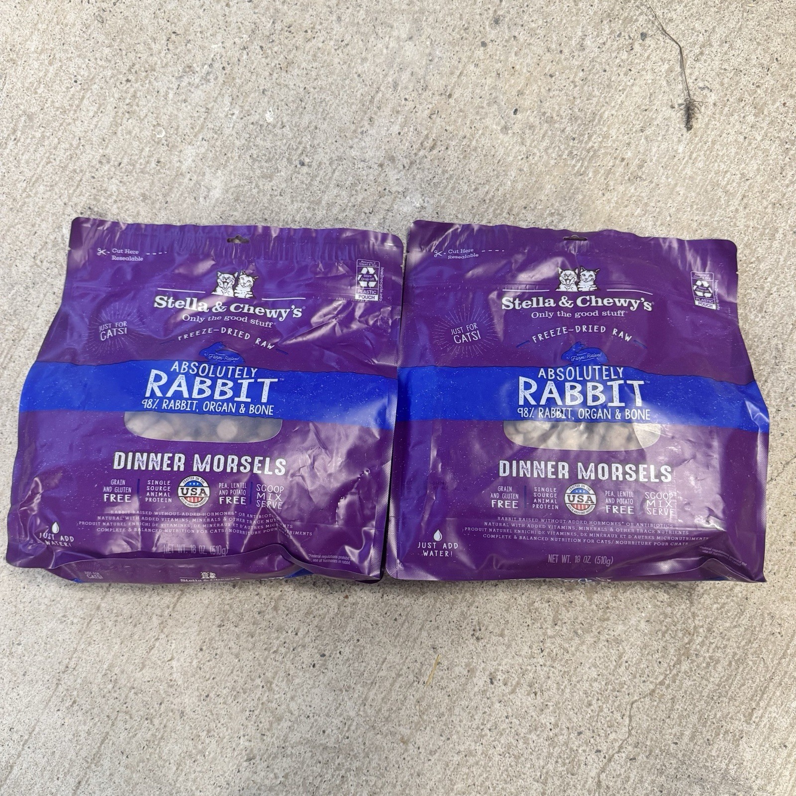 X2 Stella & Chewy’s Freeze-Dried Raw Cat Dinner Morsel Rabbit Dry Cat Food 18 oz
