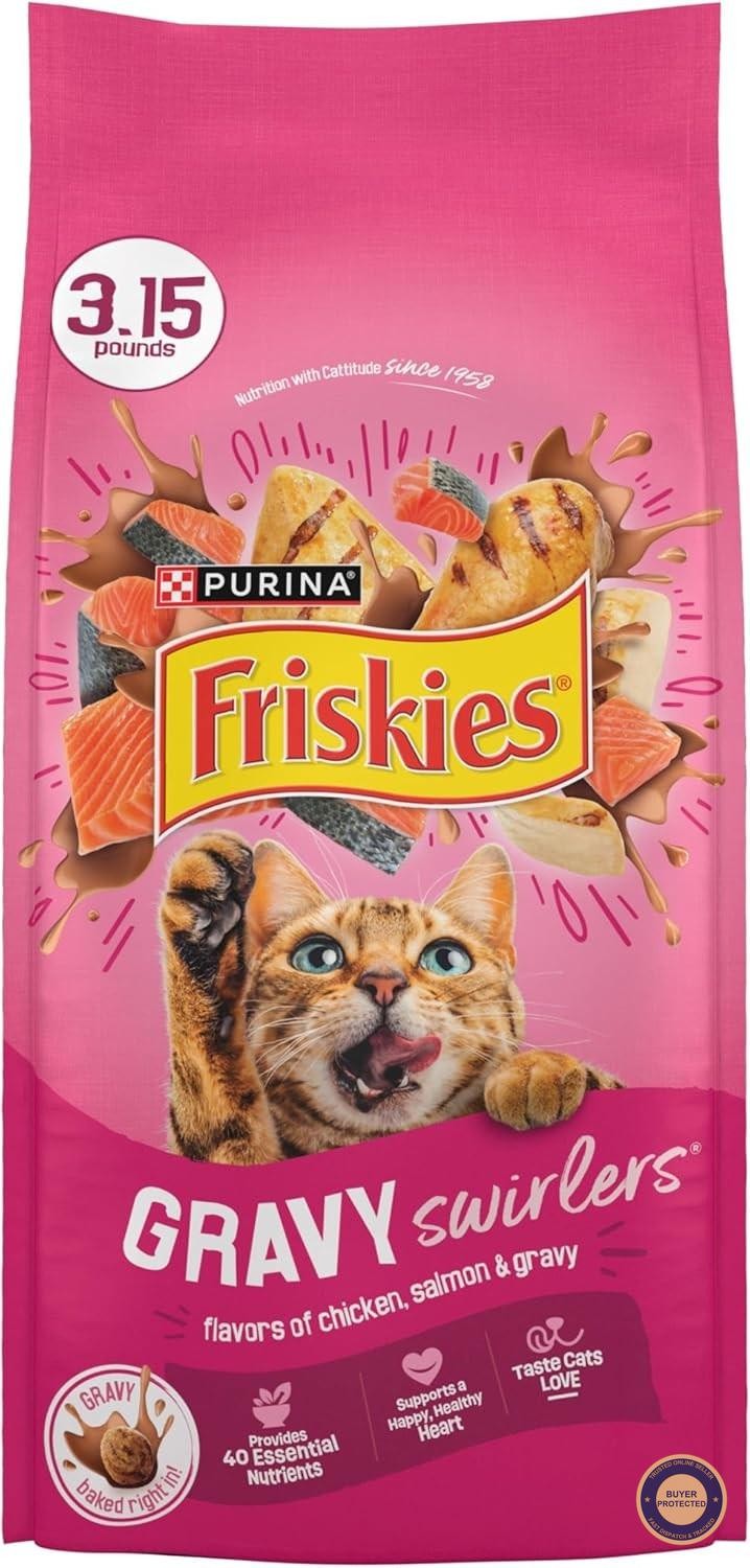 Dry Cat Food Gravy Swirlers Chicken Salmon 3.15 lb Bag