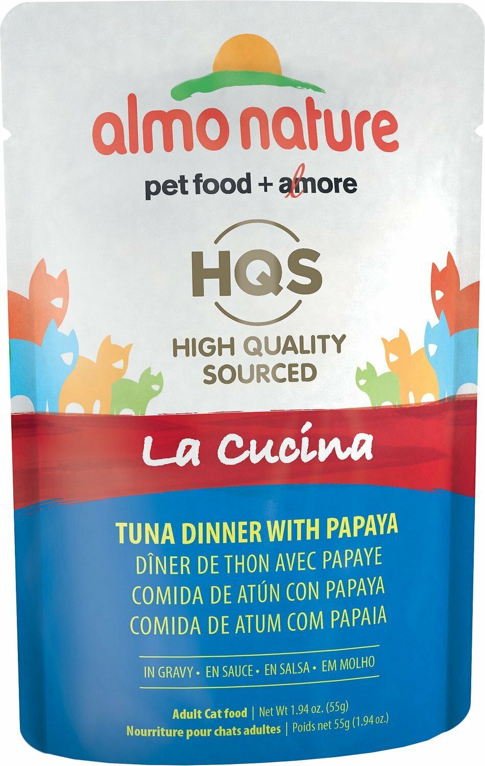 46247 Almo Nature USA HQS La Cucina Pouch Tuna with Papaya in Gravy 24/1.94oz