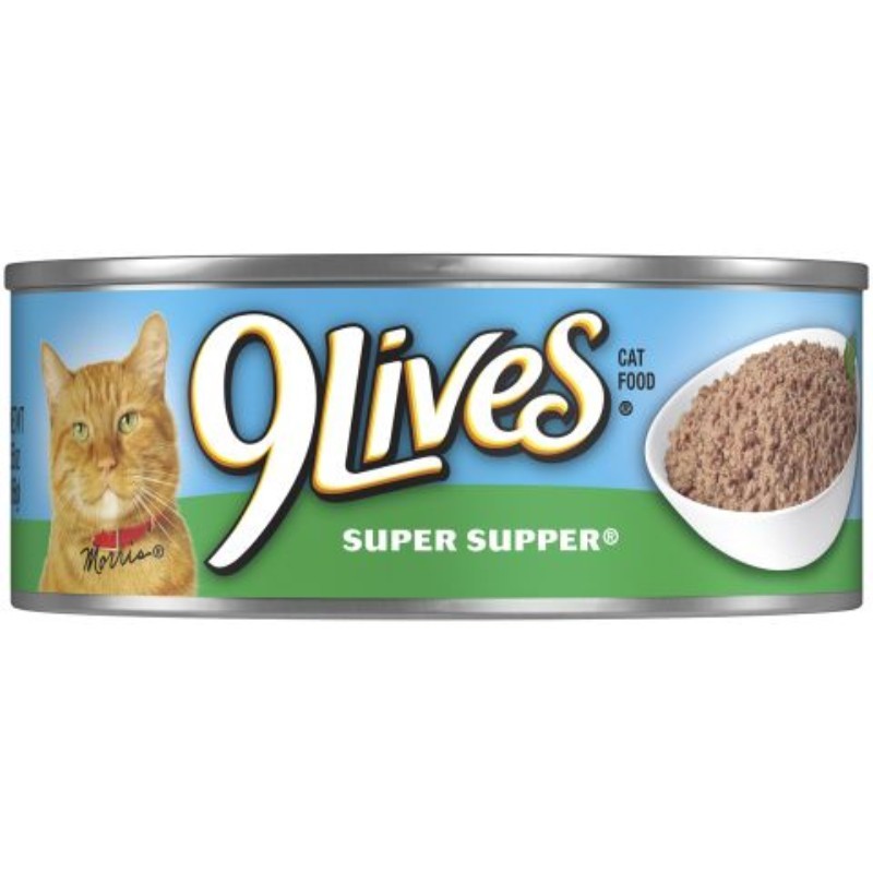 5x 9 Lives Super Supper Cat Food Canned Meal New Bulk Pack 5.5oz Lot Sealed