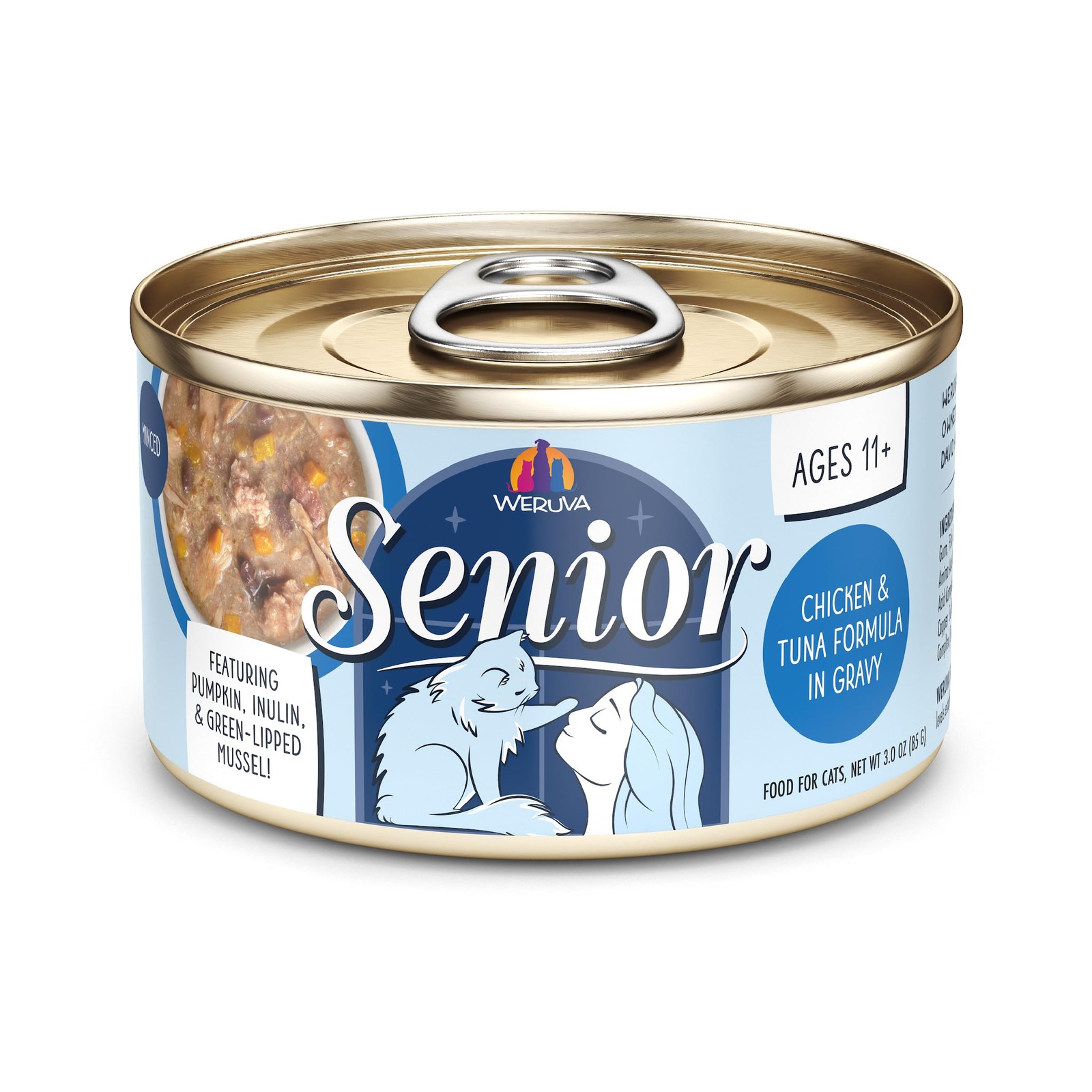 Weruva Senior Cat Food, Chicken & Tuna in Gravy, 3oz Can – Pack of 12