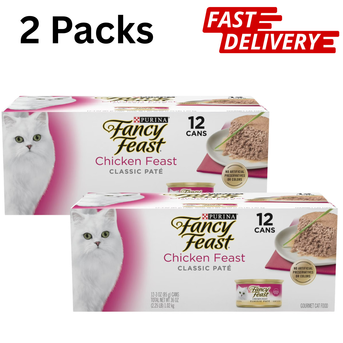 Purina Fancy Feast Classic Pate Wet Cat Food Chicken, 3 Oz Cans- Total 24 Cans