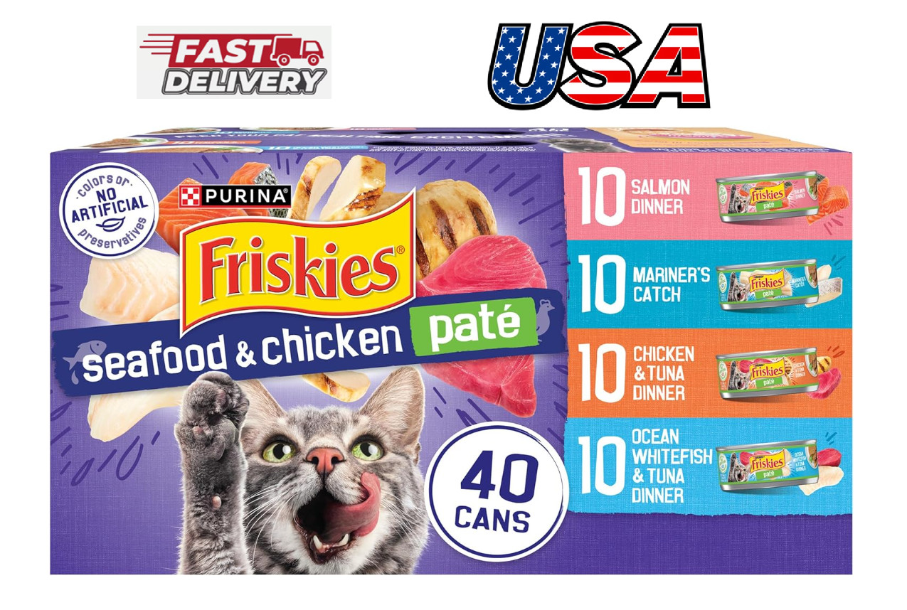 Purina Friskies Pate Wet Cat Food Variety Pack (Pack of 40) 5.5 oz. Cans