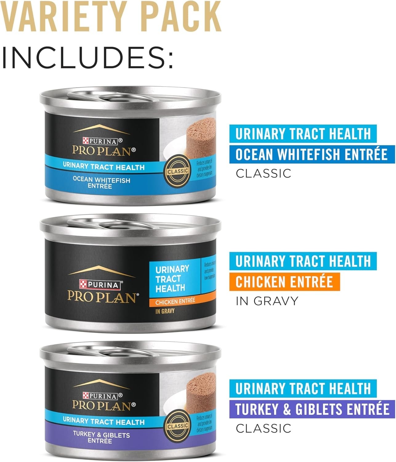 Purina Pro Plan Urinary Tract Health, Variety Pack, Wet Cat Food, 3 oz, 24 Pack