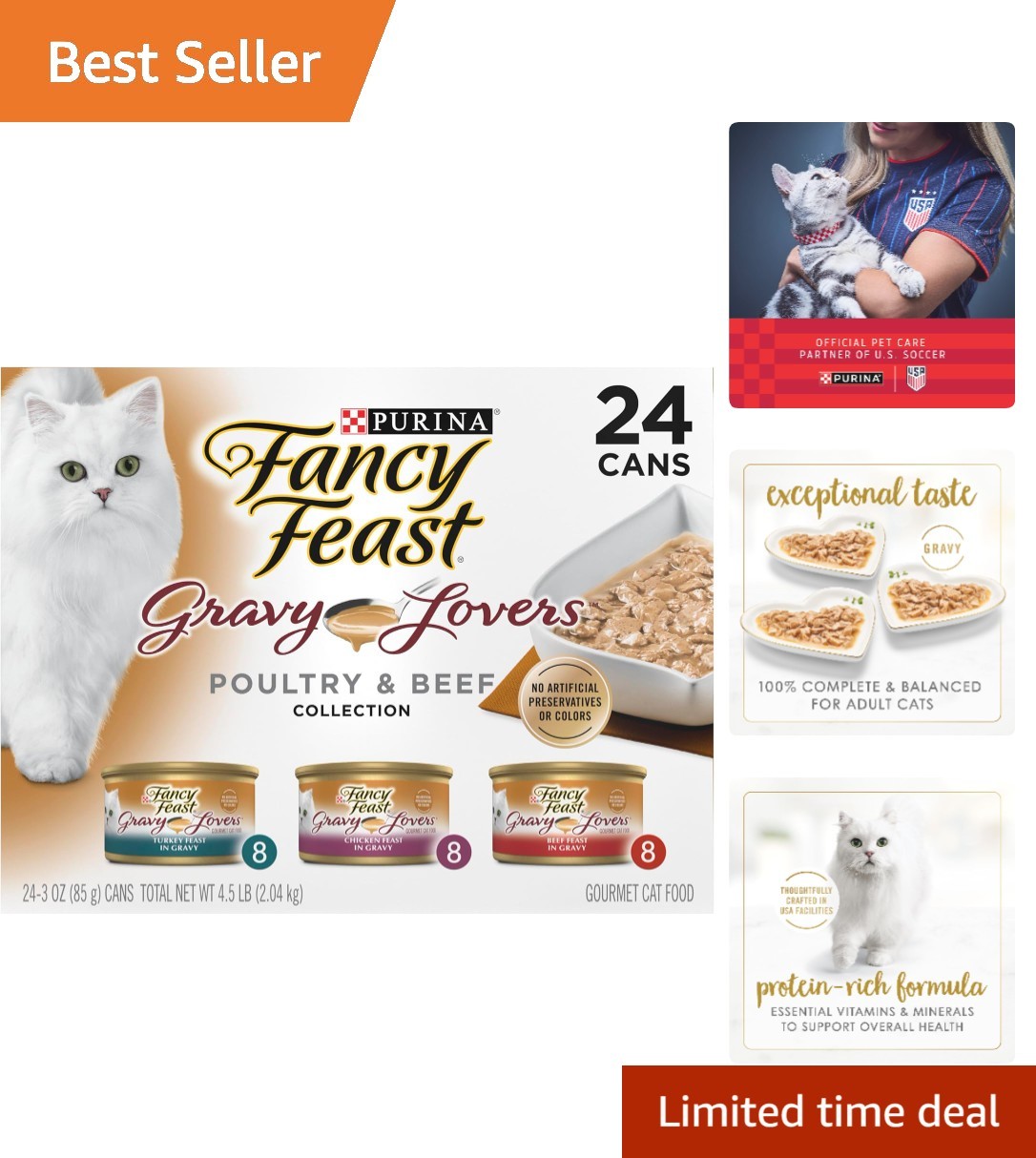 Luxurious Gravy Lovers Cat Food – Protein-Rich Poultry & Beef Variety Pack