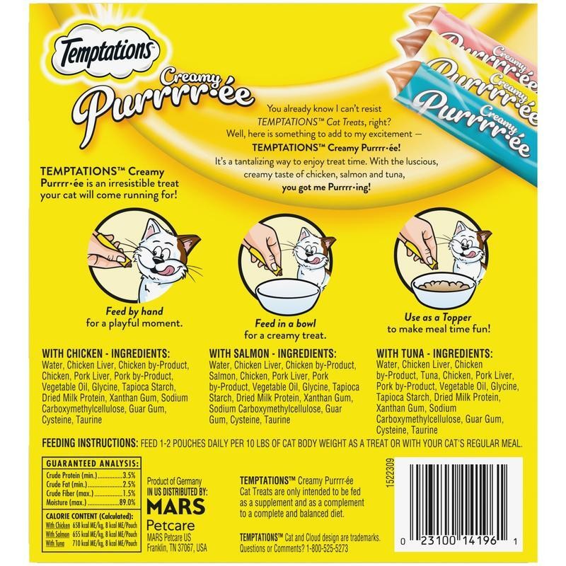 Squeezable Lickable Cat Treats Creamy Puree Chicken Salmon Tuna 24 Pack Pets New