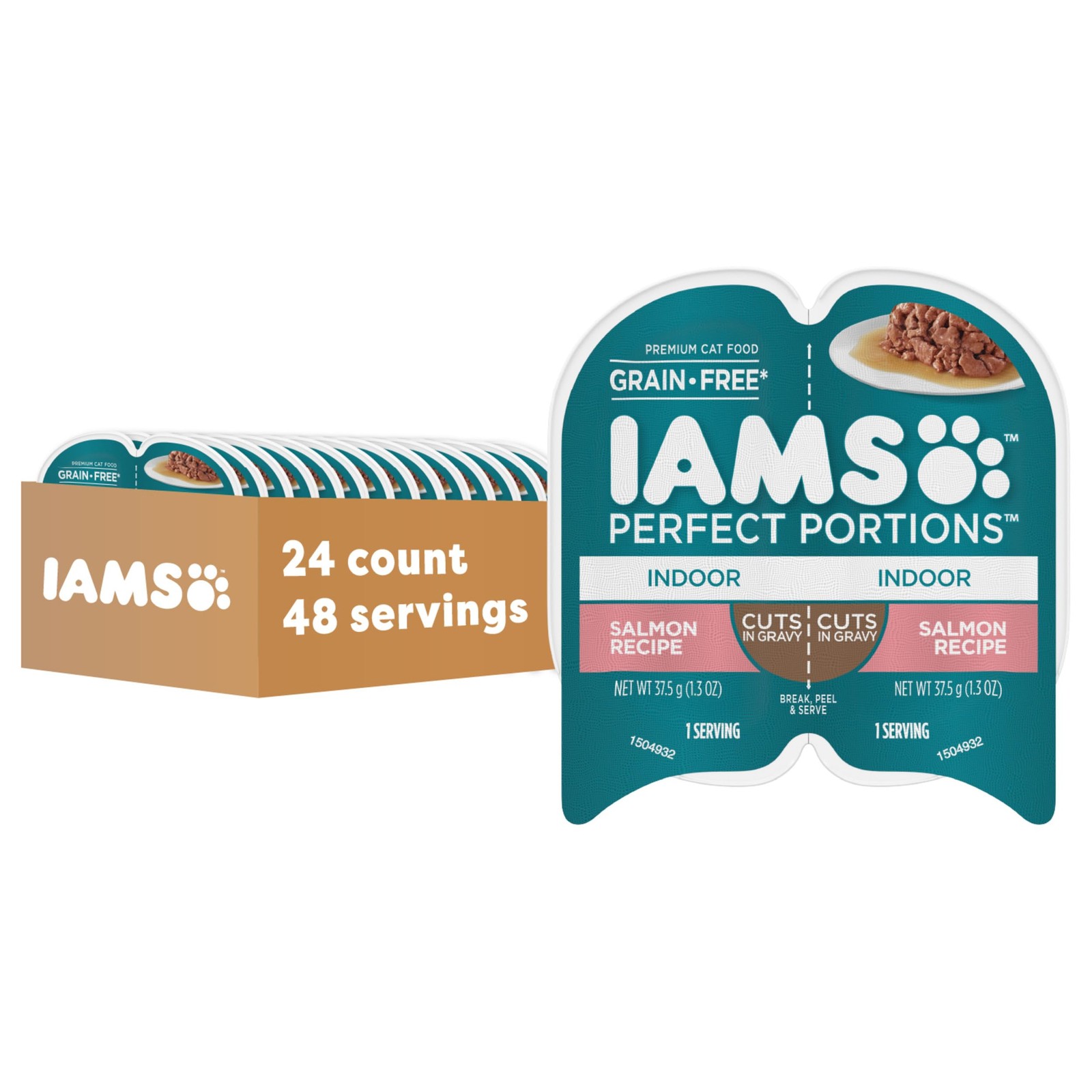 IAMS Perfect Portions Grain Free Wet Cat 24 Count (Pack of 1), Indoor Salmon