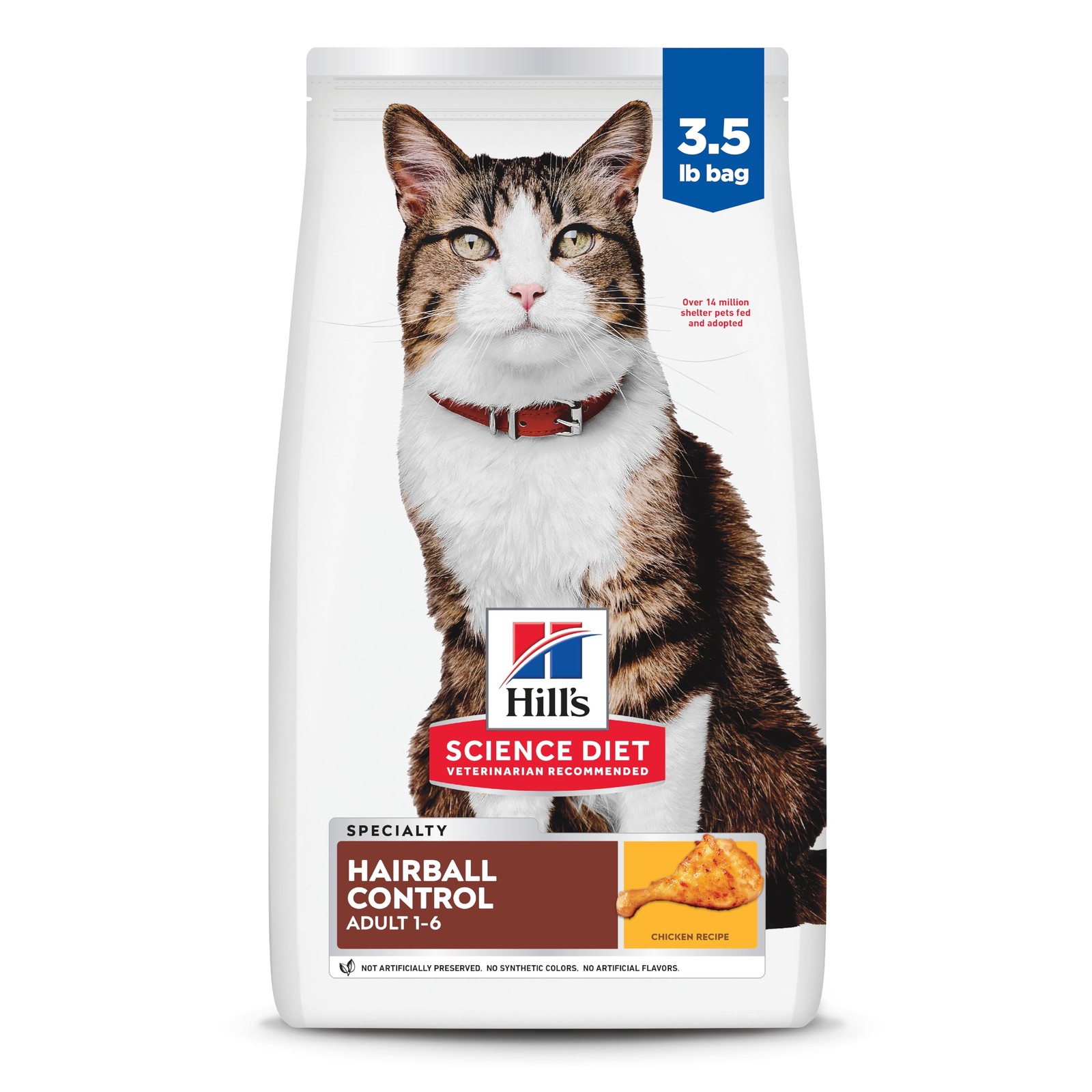 Hill’s Science Diet Adult 1-6 Hairball Control 3.5 Pound (Pack of 1), White