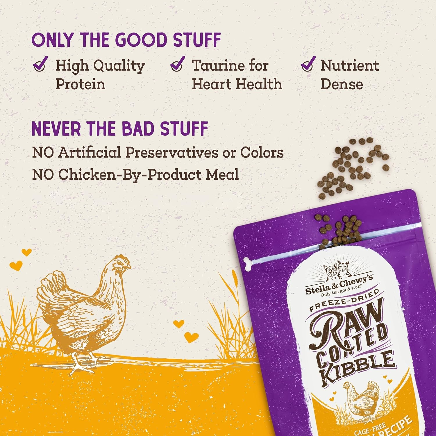 Stella & Chewy’s Raw Coated Cat Food – High Protein, Grain-Free Kibble with Cage