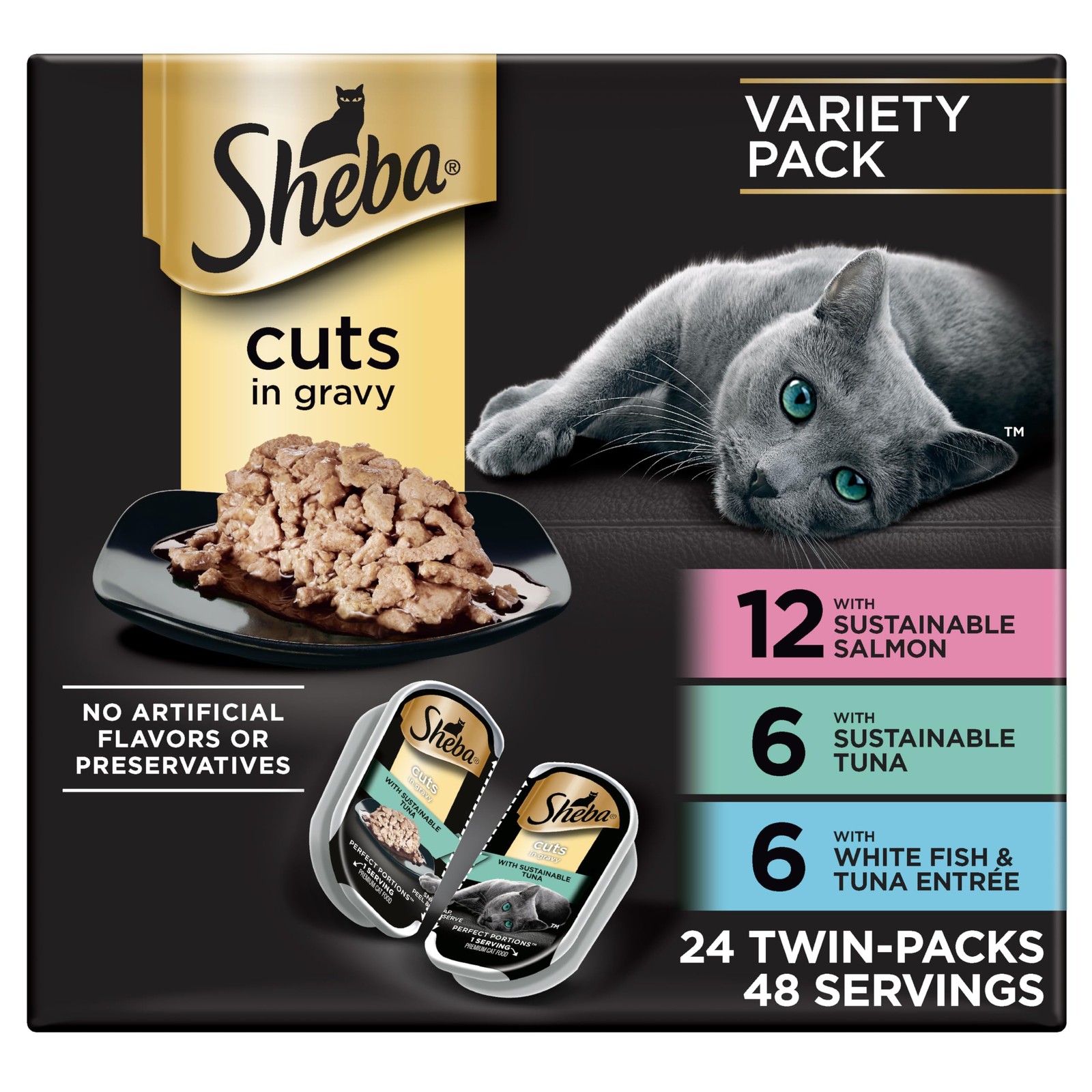 Perfect Portions Wet Cat Food Cuts in Gravy, with Sustainable Salmon, with Susta