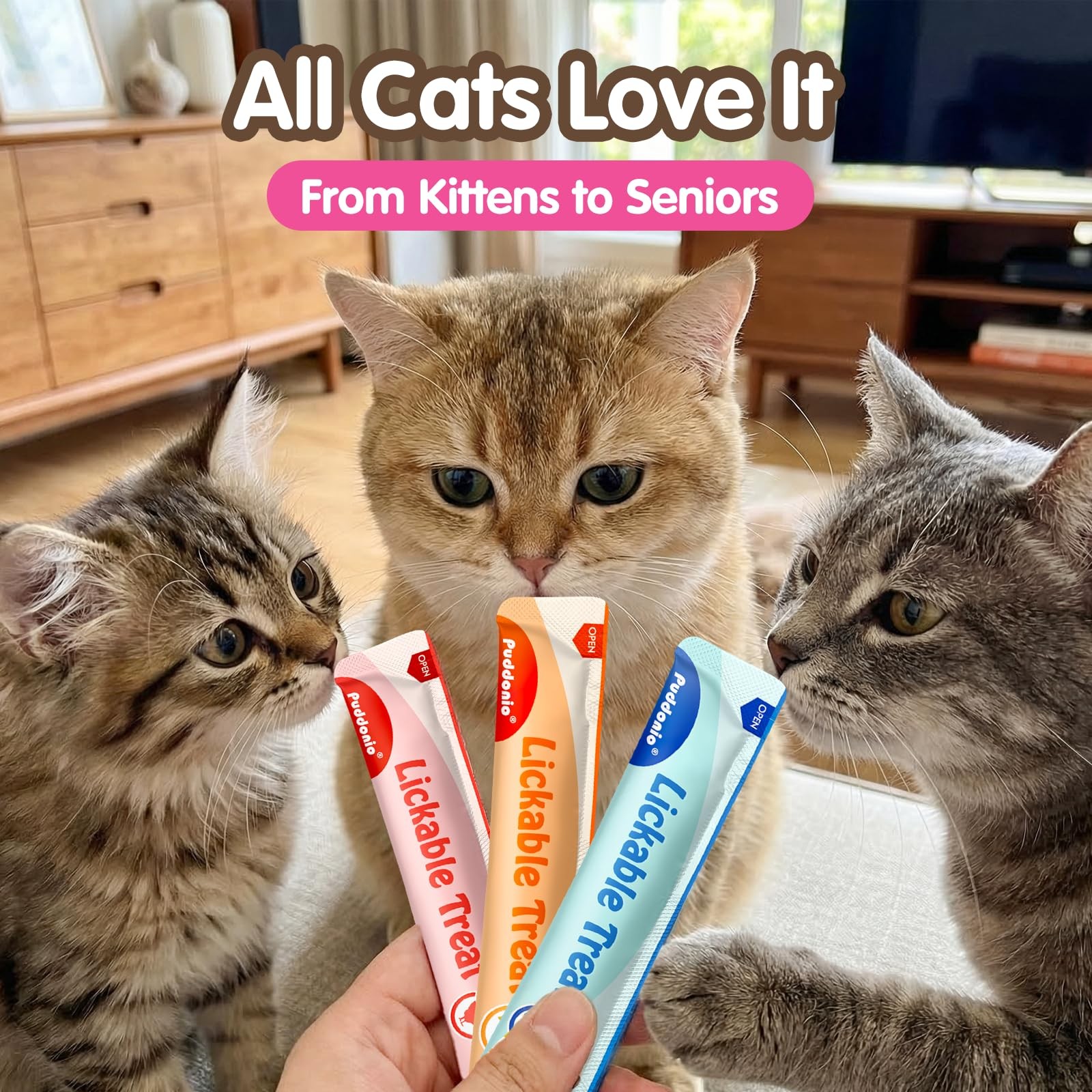 Lickable Cat Treats, High-Meat Purée, 0.5 oz Tubes, 48 Count