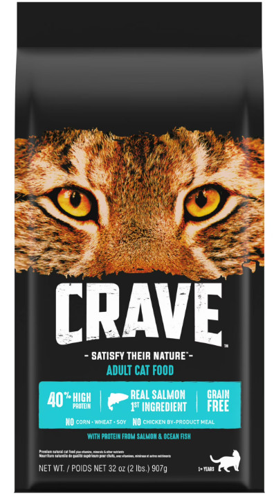 CRAVE Grain Free Adult Dry Cat Food Salmon High Protein Natural Recipe 2 lb Bag