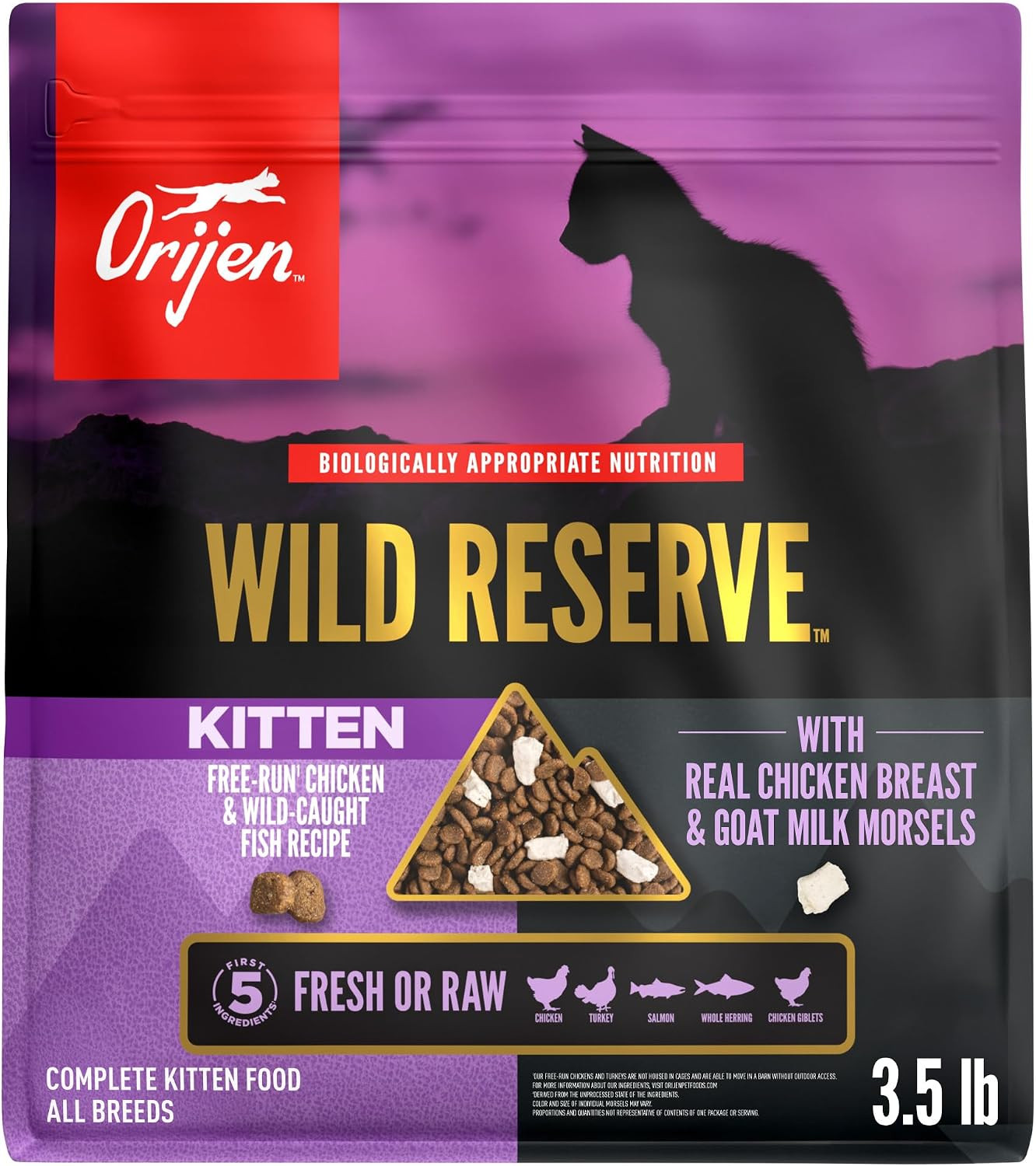 ORIJEN Wild Reserve Dry Cat Food Free-Run Chicken & Wild-Caught, 3.5Lb Bag | WHO