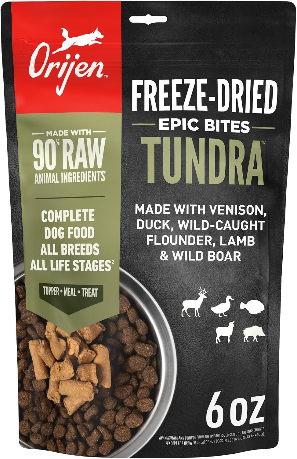 ORIJEN Epic Bites Freeze-Dried Dry Dog Food Tundra Recipe 6Oz. Bag | WHOLEPREY I