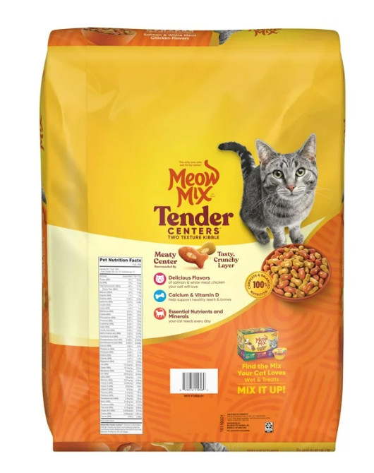 2Pack,Meow Mix Tender Centers Salmon & White Meat Chicken Flavors Cat Food 20 lb