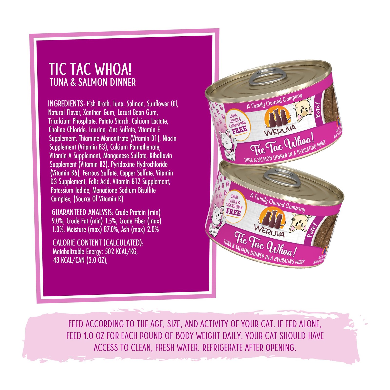 Weruva Wet Cat Food, Tic Tac Whoa with Tuna and Salmon 3 Ounce (Pack of 12)