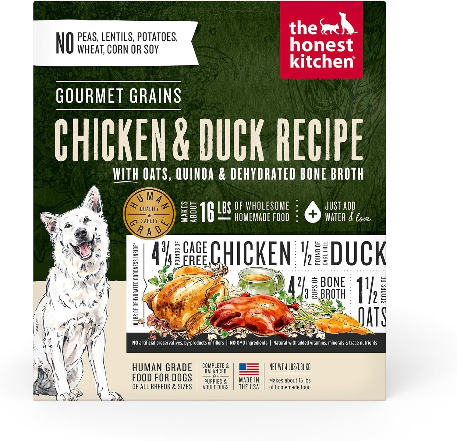 The Honest Kitchen Human Grade Dehydrated Dog Food, Gourmet Grains Dog Food, Chi