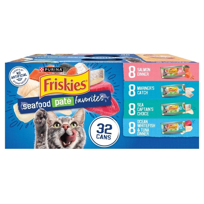 Wet Cat Food Variety Pack Seafood Pate 32 Cans Complete Nutrition All Breeds New