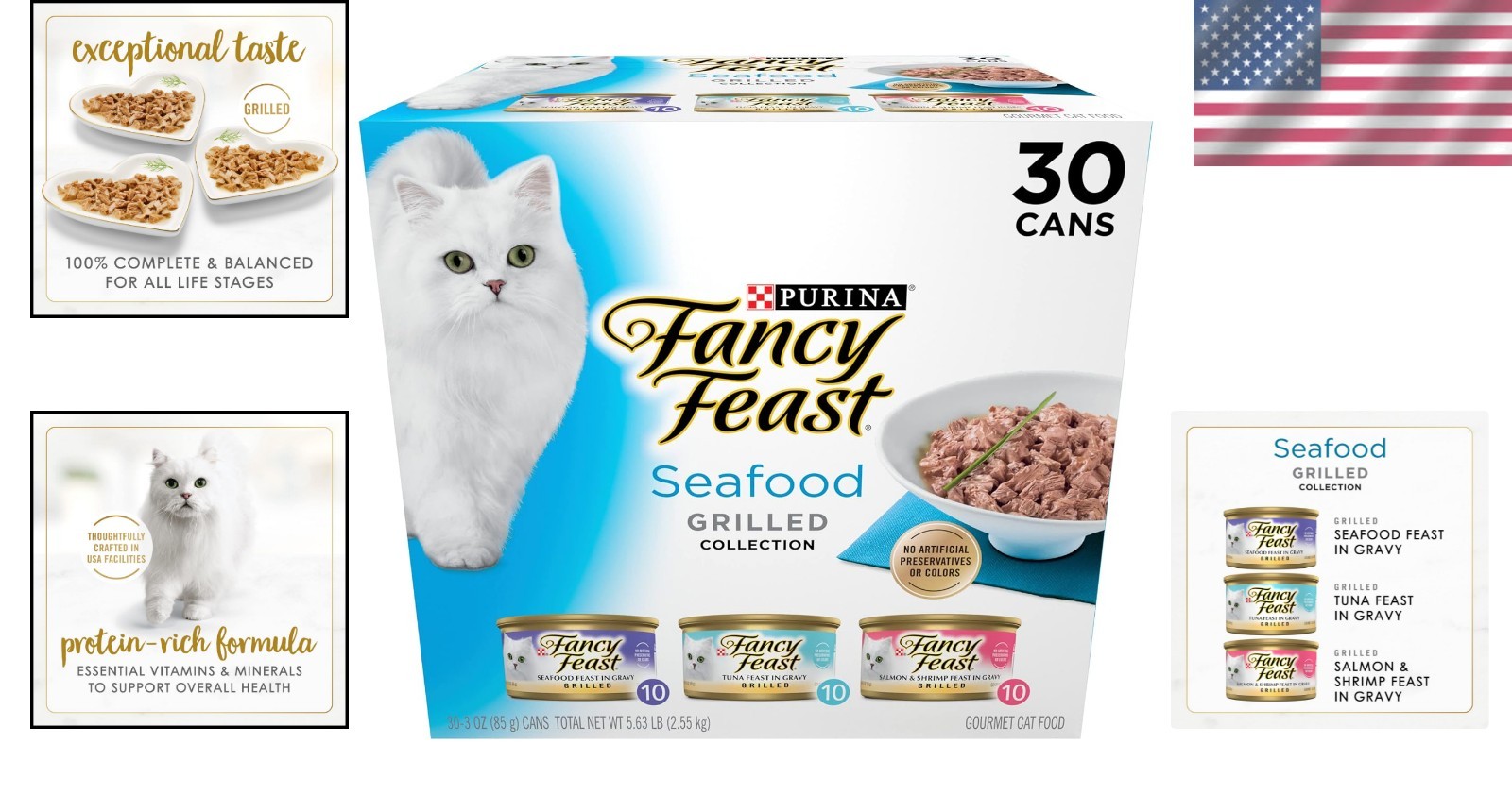 Seafood Feast Variety Pack – 30 Cans of Exquisite Wet Cat Food for All Breeds