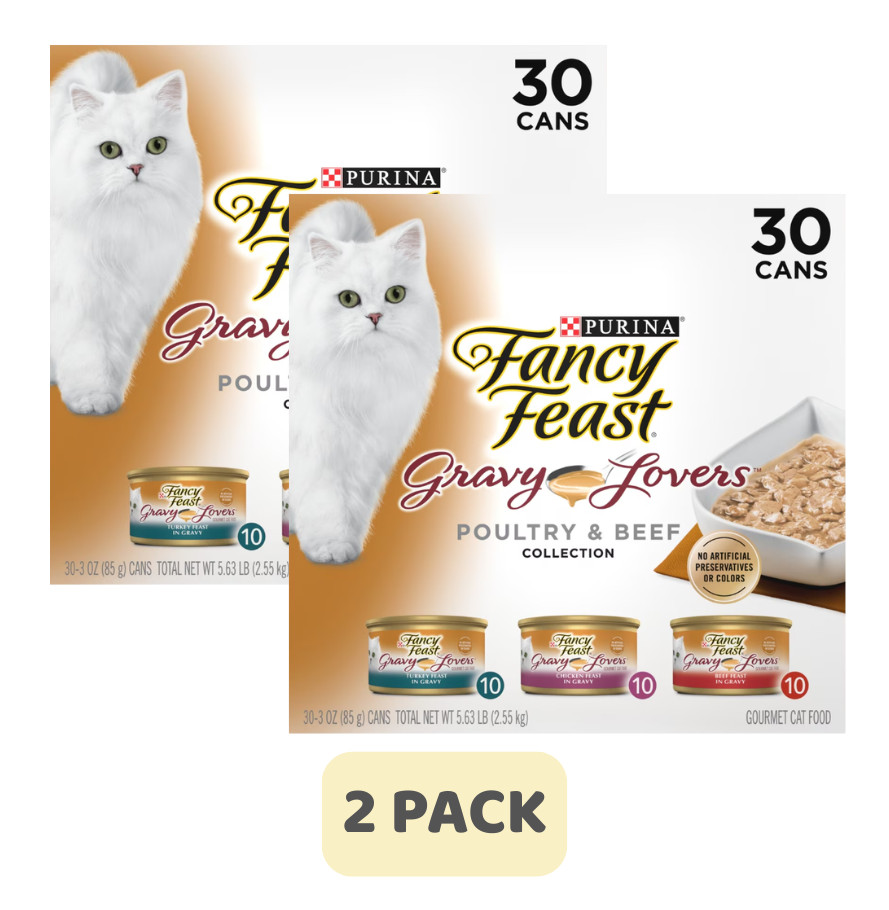 (2 Pack) Fancy Feast Gravy Lovers Poultry & Beef Feast Wet Cat Food, 3oz, 30 Can