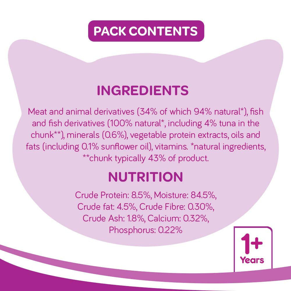 Whiskas Wet Cat Food for Adult Cats (1+Years), Tuna in Jelly Flavour,(48 x 85g)