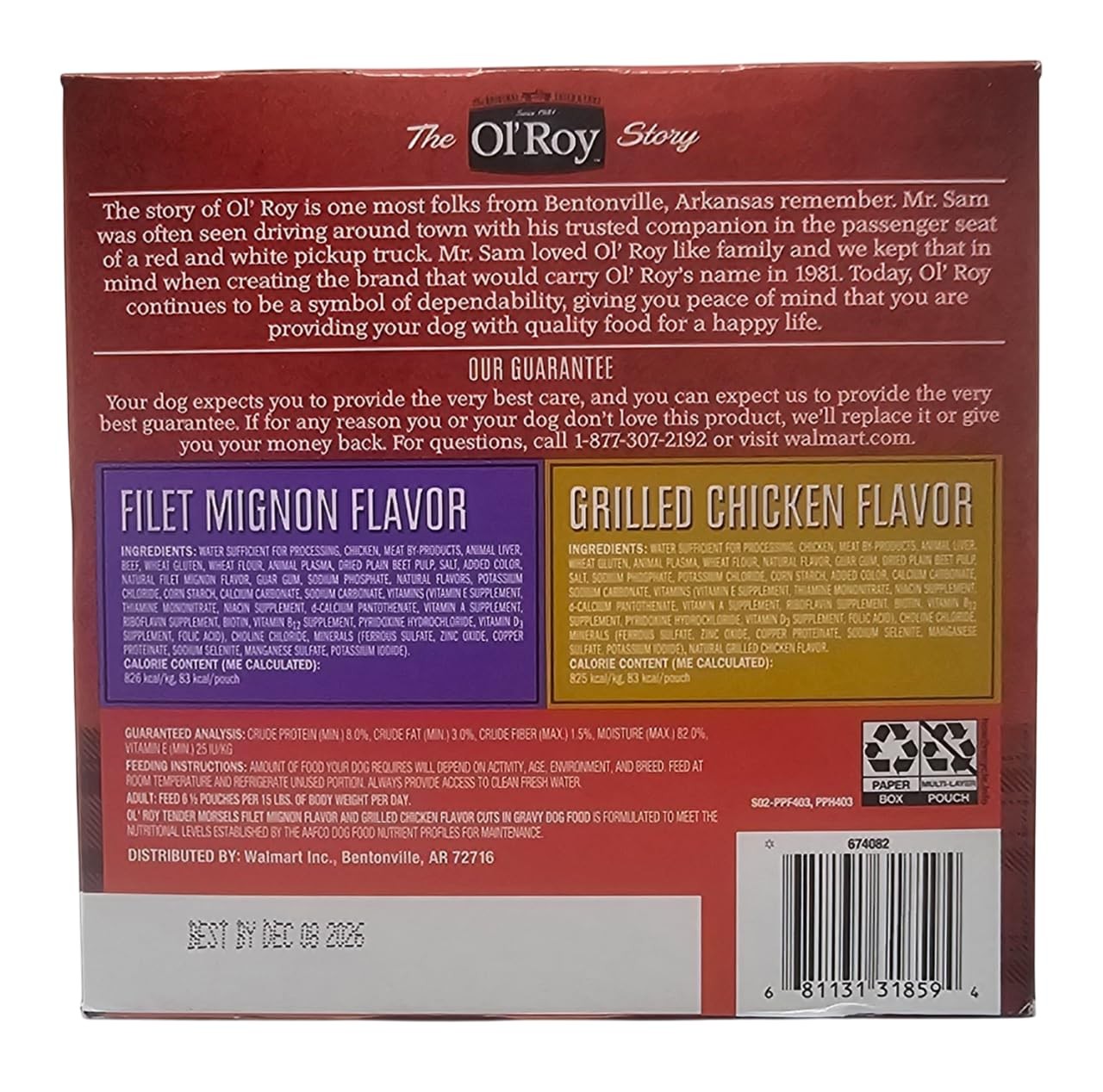 Ol’ Roy Wet Dog Food Variety Pack Tender Morsels Filet 3.5 Ounce (Pack of 1)