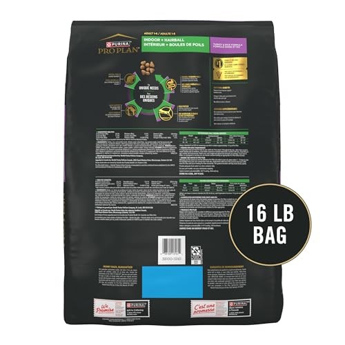 Purina Pro Plan Hairball Management Indoor Cat Food Turkey Rice 16 lb Bag