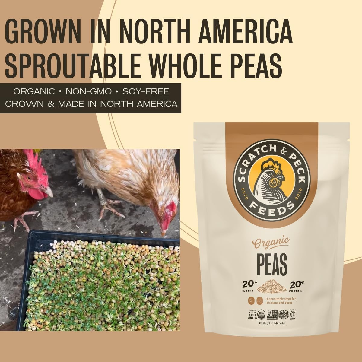 Scratch & Peck Feeds Peas Poultry & Livestock Grain 10 lb Pouch 20% Protein