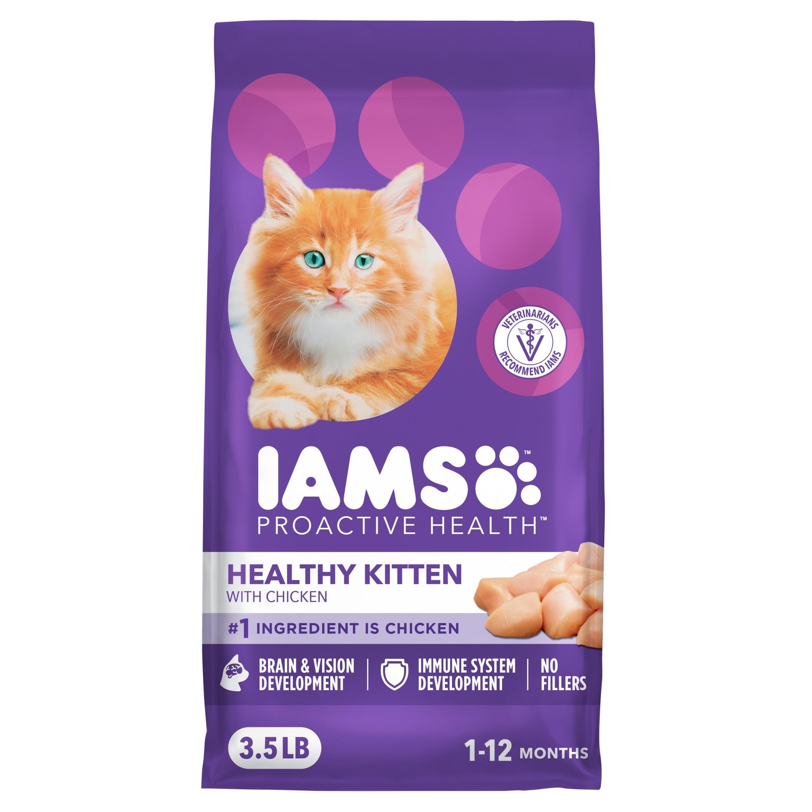 IAMS Proactive Health Kitten Dry Cat Food, 3.5 Pound (Pack of 1), Chicken
