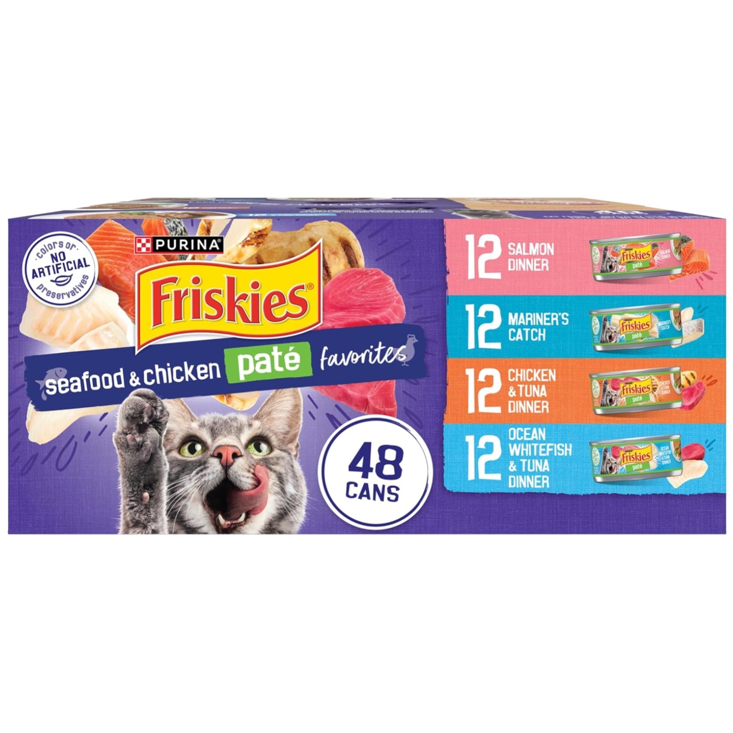 Purina Seafood & Chicken Pate Cat Food Variety Pack – 48 ct.
