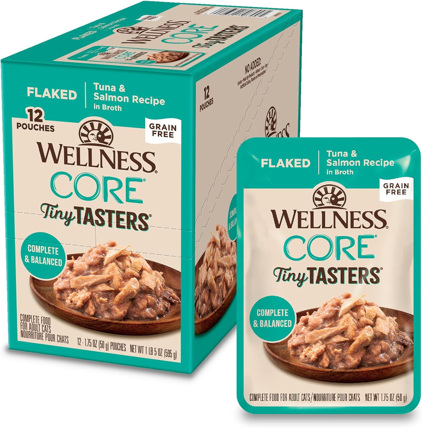 Wellness CORE Tiny Tasters Flaked Adult Wet Cat Food, Natural, Protein Rich, Gra