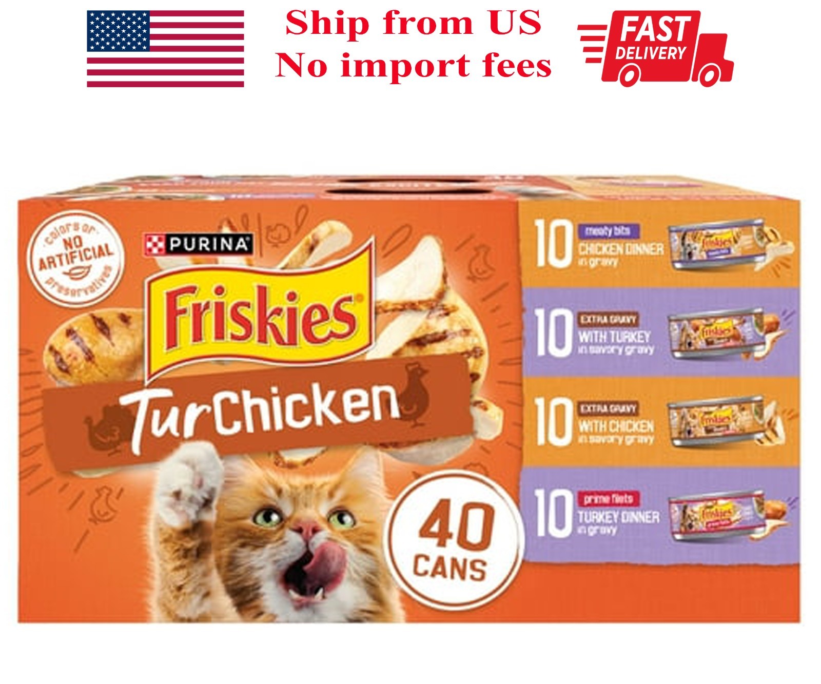 Purina Friskies Turchicken Gravy Soft Variety Pack Wet Cat Food, 40 Cans 5.5 oz