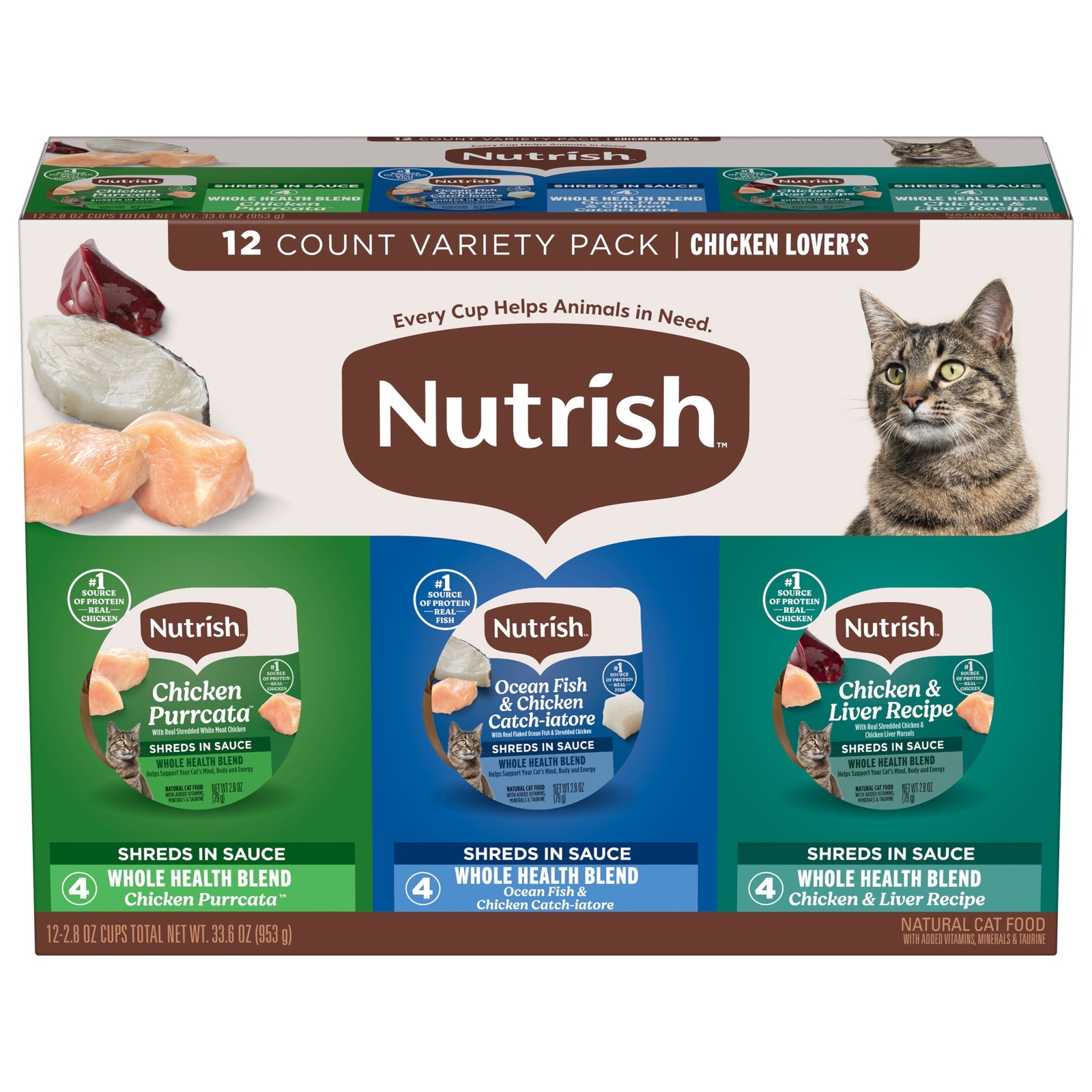 Nutrish Grain Free Chicken Lover’s Wet Cat Food Variety Pack, 2.8 oz, 12 Ct