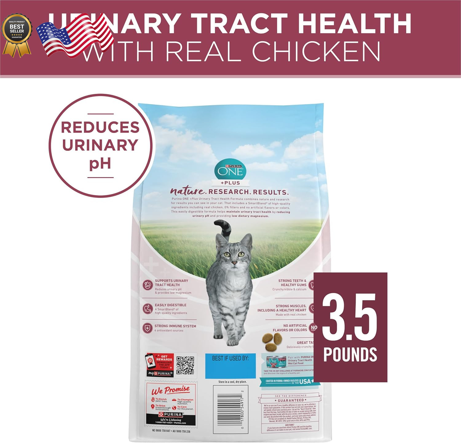 Purina ONE High Protein Dry Cat Food Plus Urinary Tract Health Formula 3.5 lb