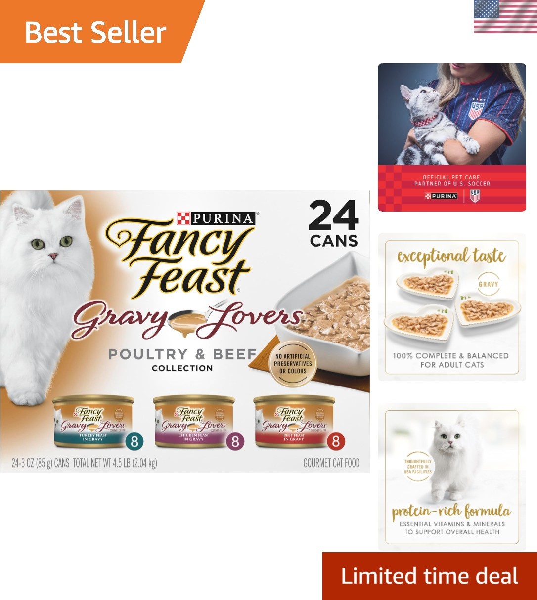 Protein-Rich Purina Gravy Lovers Cat Food Variety Pack for Adult Cats – 24x3oz