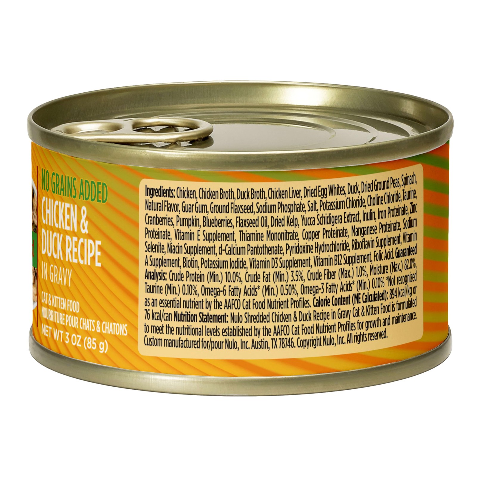 Wet Canned Cat Food – Shredded Chicken & Duck, High 3 Ounce (Pack of 24)