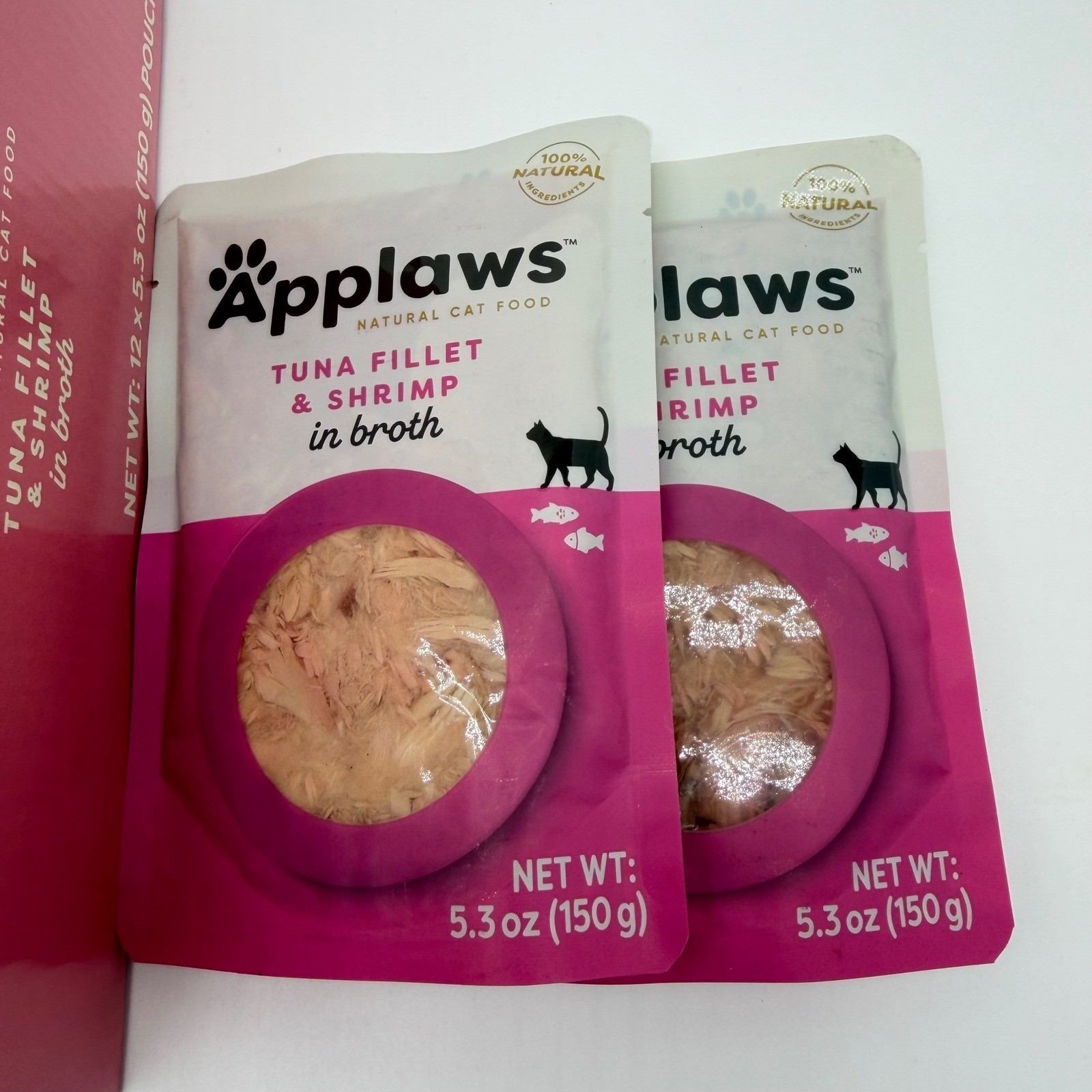 Applaws Natural Cat Food Tuna Fillet & Shrimp in Broth 5.3oz 14 Pouches in Box