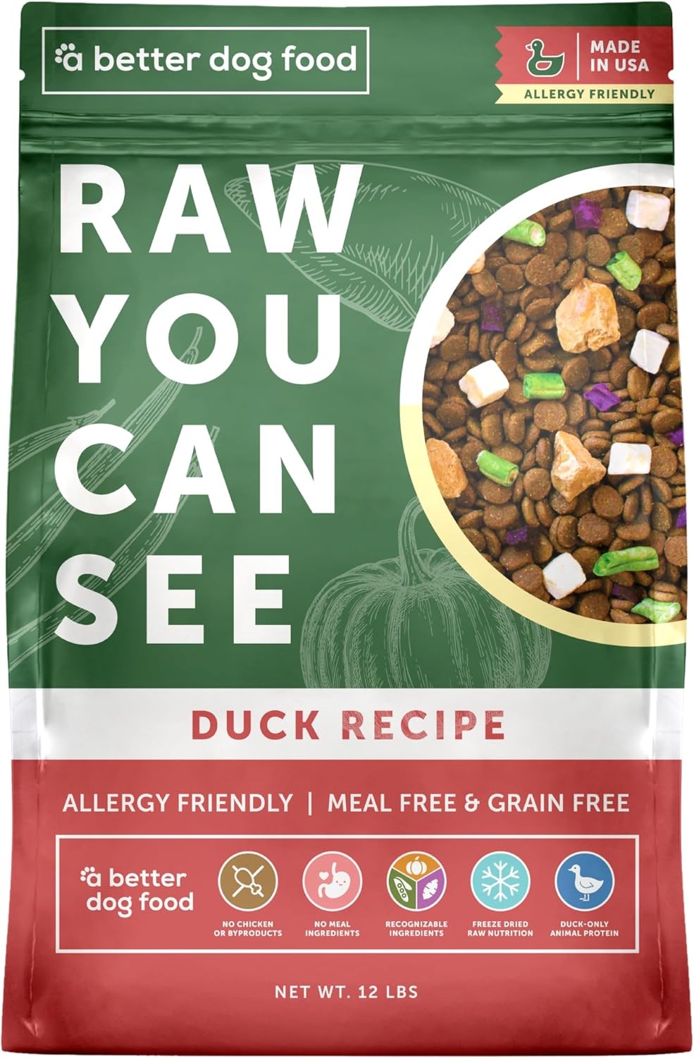Allergy Friendly Duck Dry Dog Food Grain Free Raw Kibble No Chicken High Protein