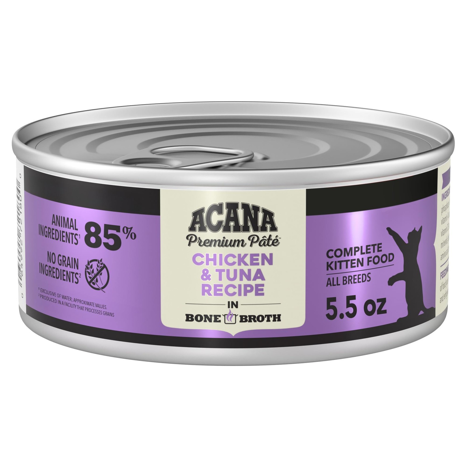 Premium Pate Kitten Wet Cat Food in Bone Broth Chicken + Tuna Recipe 5.5oz Ca…